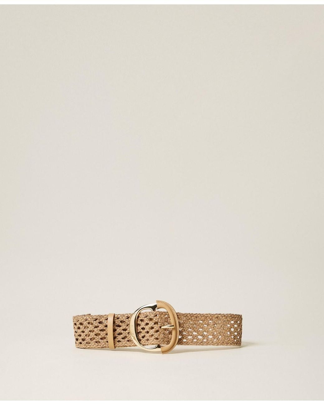 Twinset Natural Intertwined Belt With Maxi Buckle