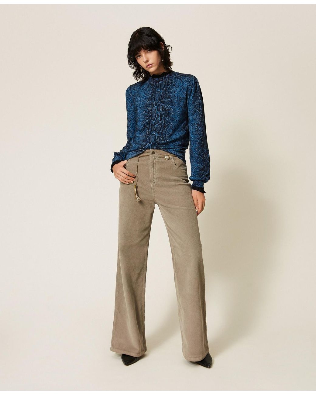 Twinset Blue Wide Leg Corduroy Trousers
