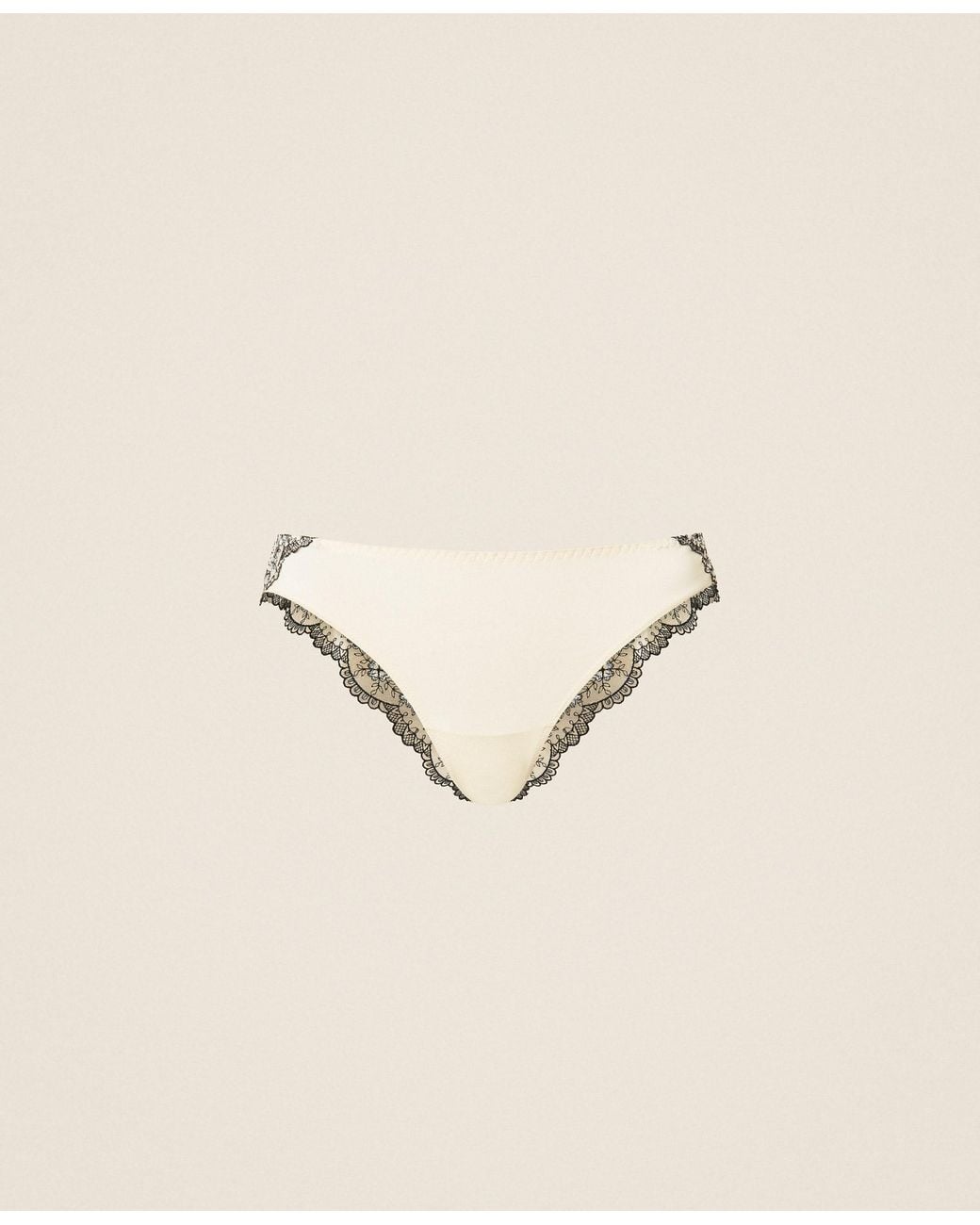 Twinset Natural Embroidered Tulle Brazilian Briefs
