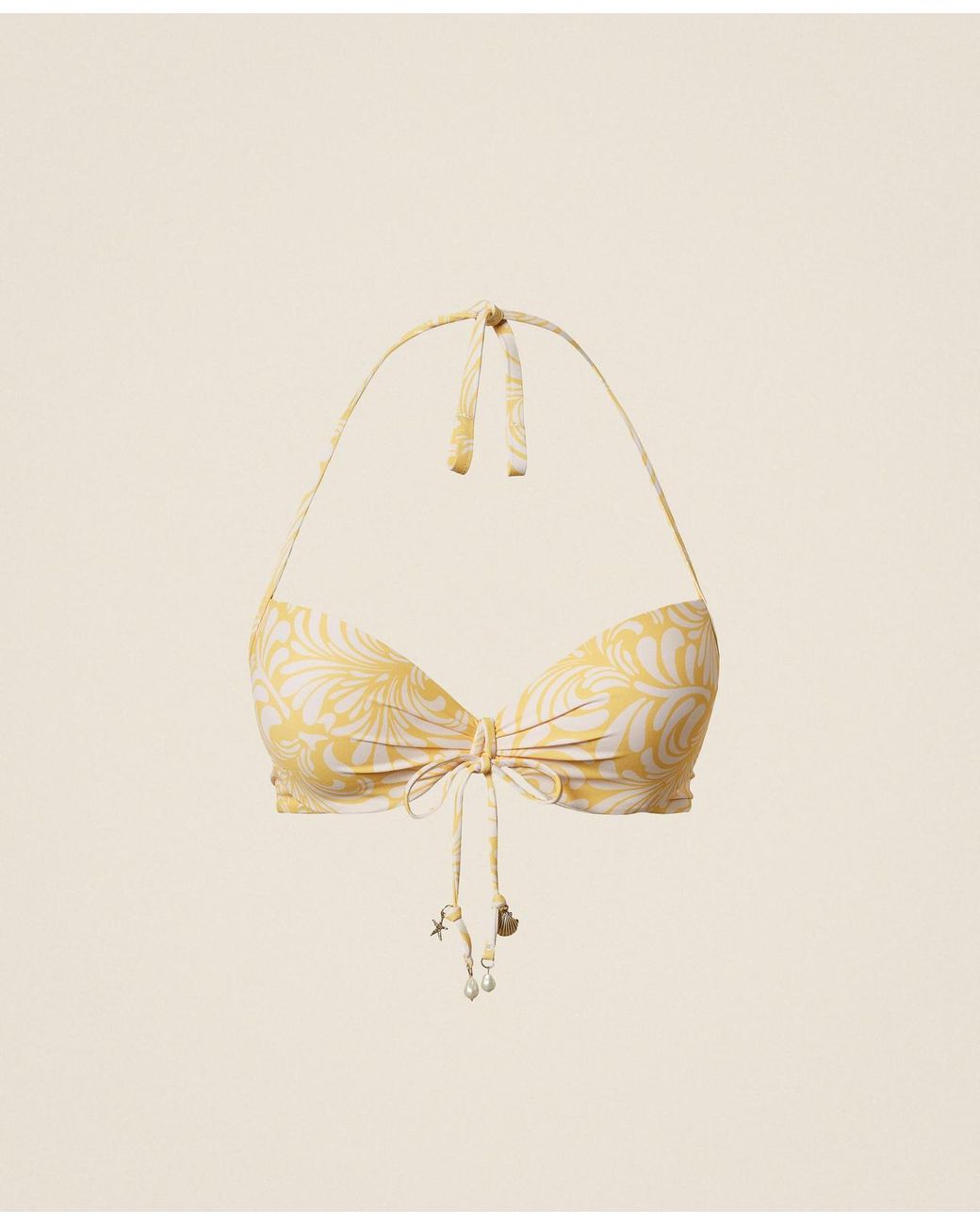 Twinset Natural Push-Up Bikini Top With Botanical Print