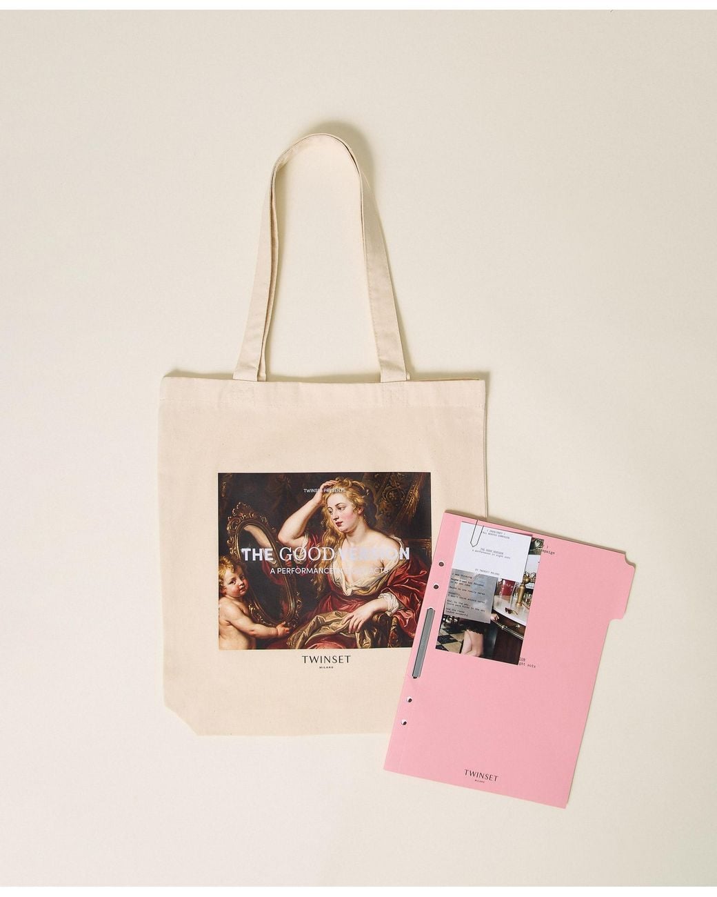 Twinset Natural Twill Tote Bag With Print