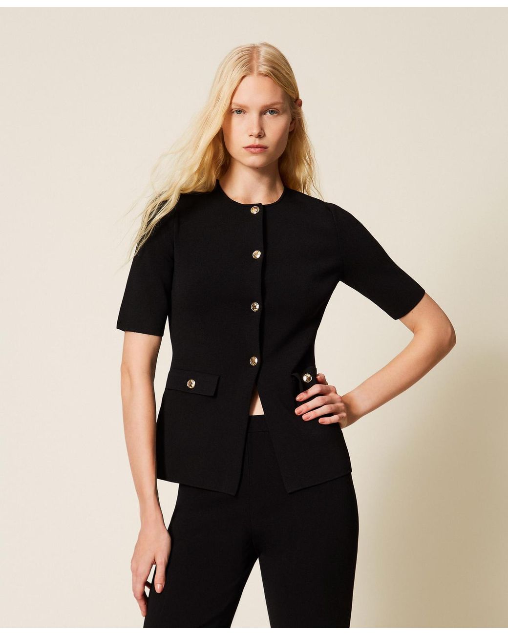 Twinset Black Knit Jacket With Buttons