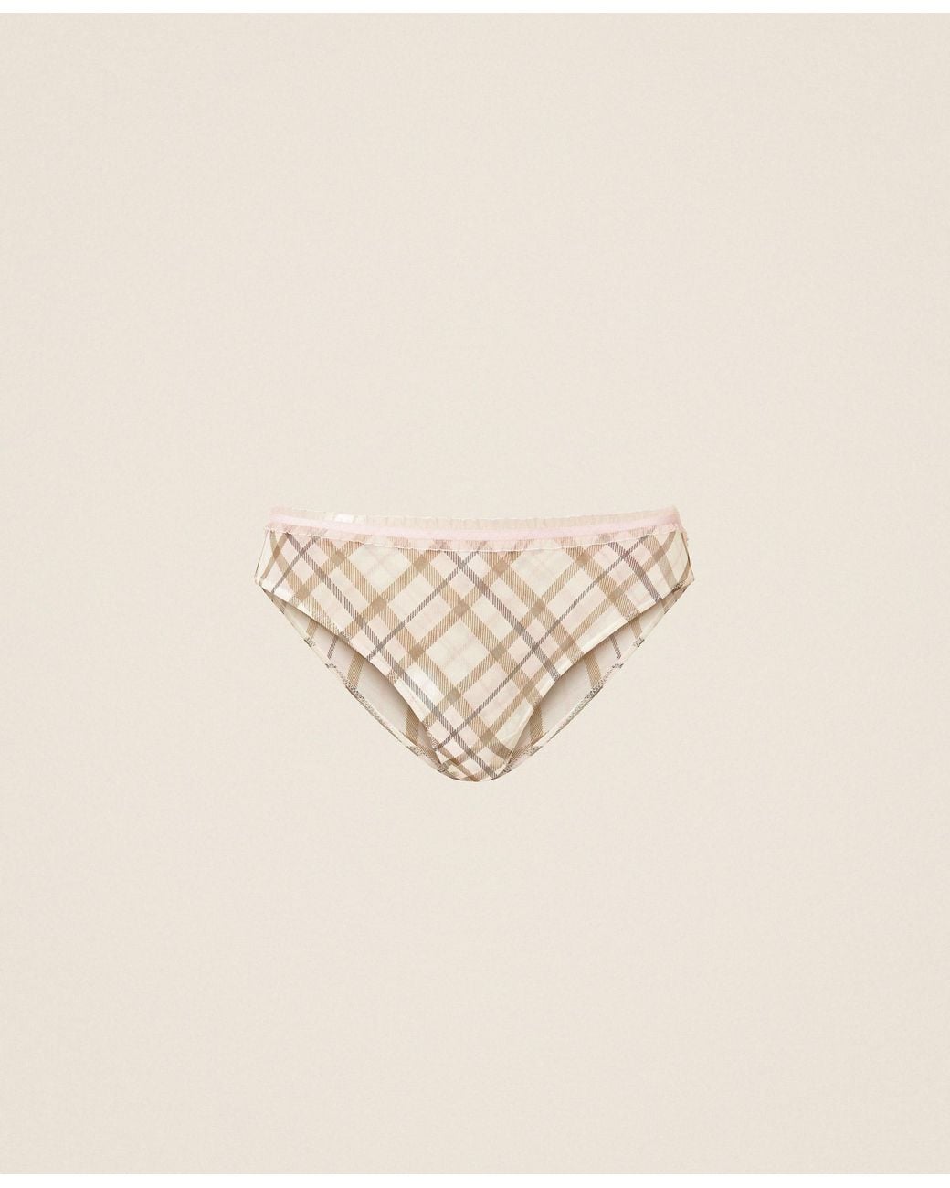 Twinset Natural Charmeuse Brief With Check Print