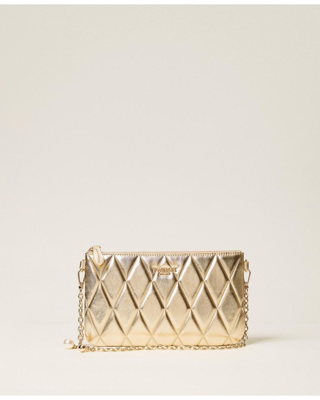 Twinset Natural Mini Quilted Bag With Logo