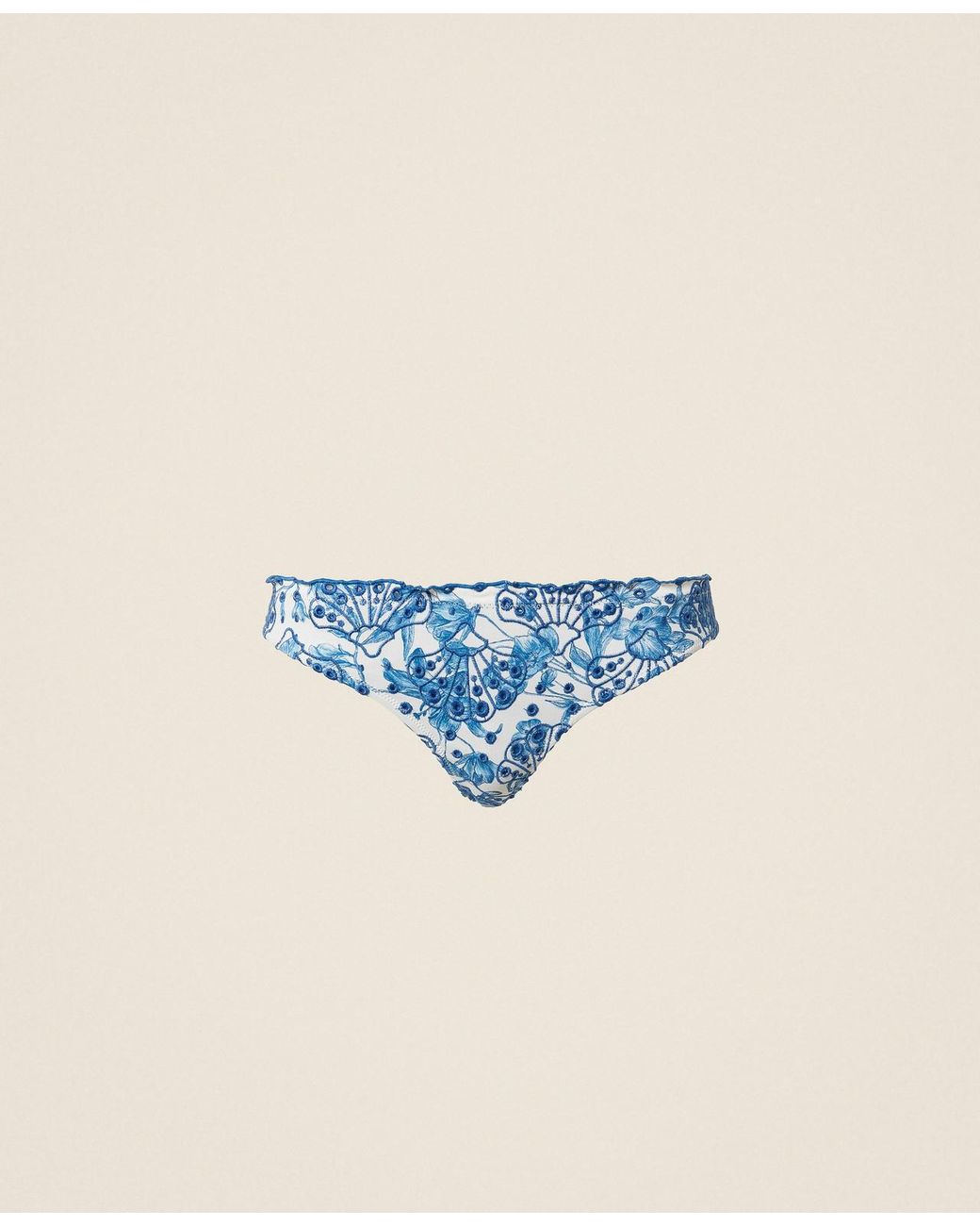 Twinset Blue Brazilian Bikini Bottoms With Embroidery