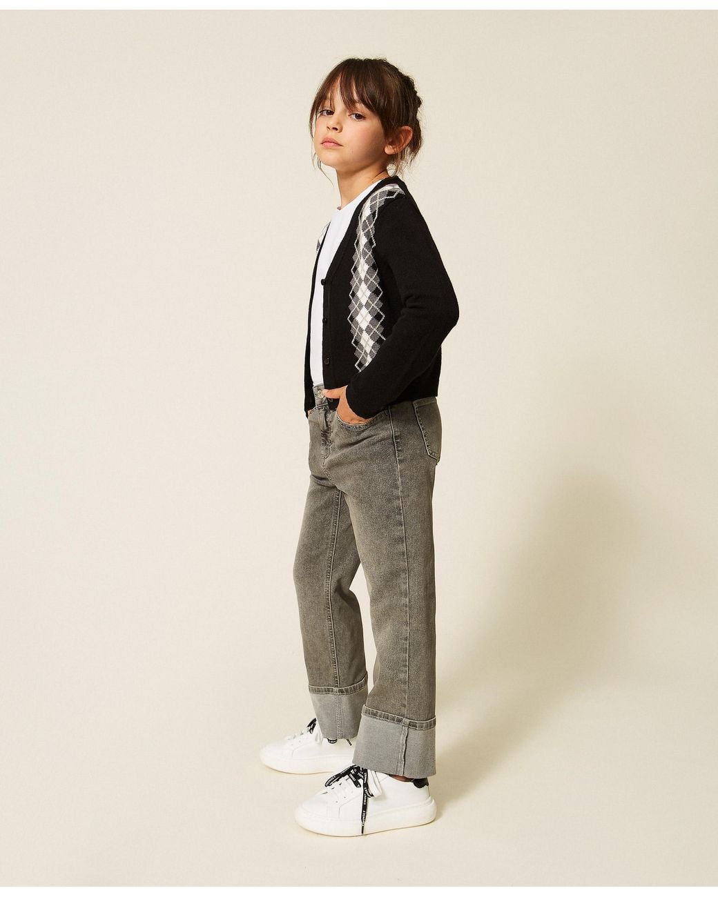 Twinset Natural Straight Jeans With Folded Bottom