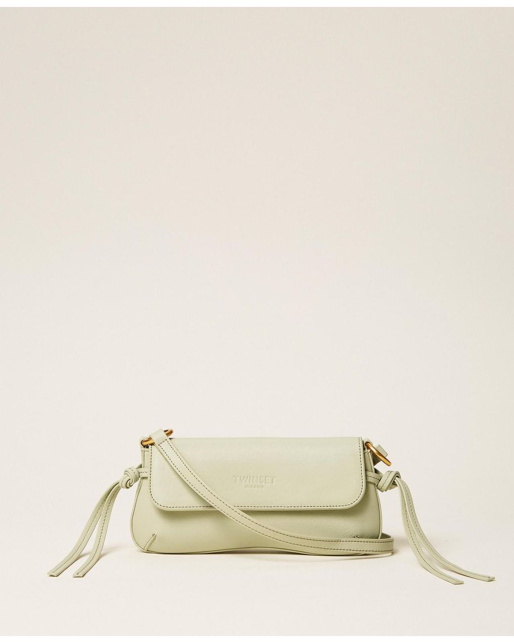 Twinset Natural Leather Shoulder Bag With Flap