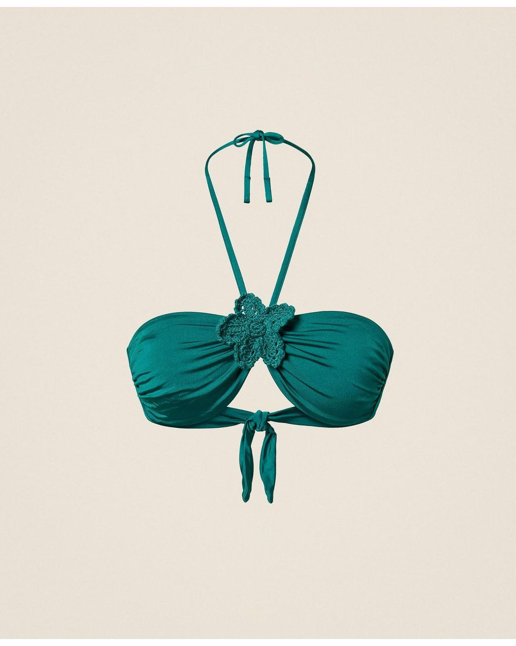 Twinset Blue Bandeau Bikini Top With Crochet Brooch