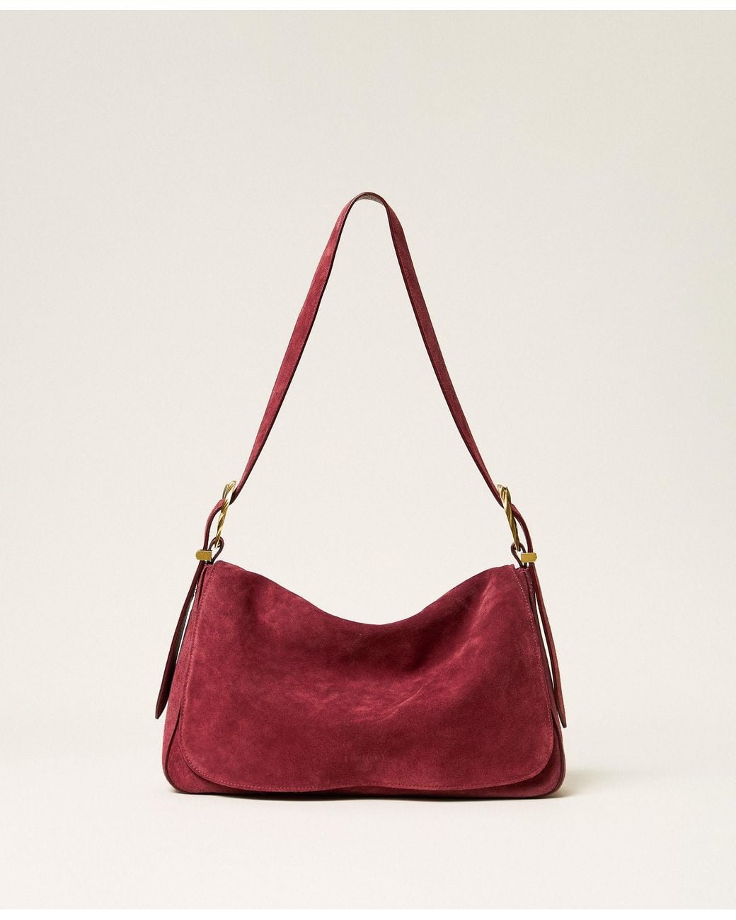 Twinset Red Medium Liliane Suede Bag With Buckles