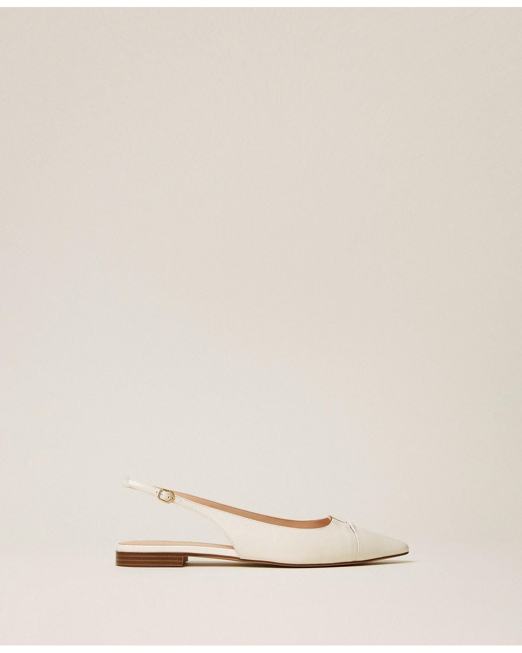Twinset Natural Leather Sling Back Ballet Flats