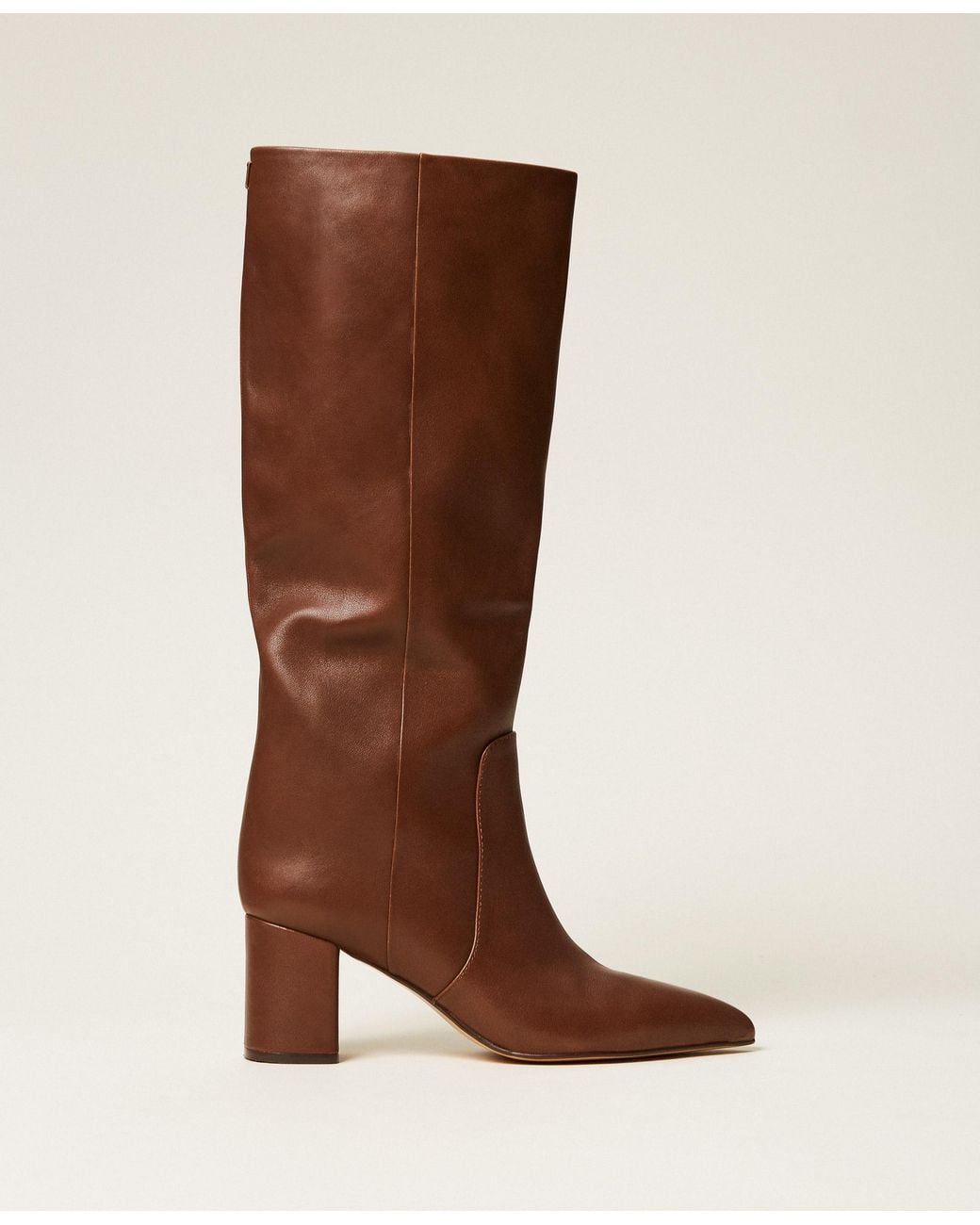 Twinset Brown High Leather Boots, "Nut"
