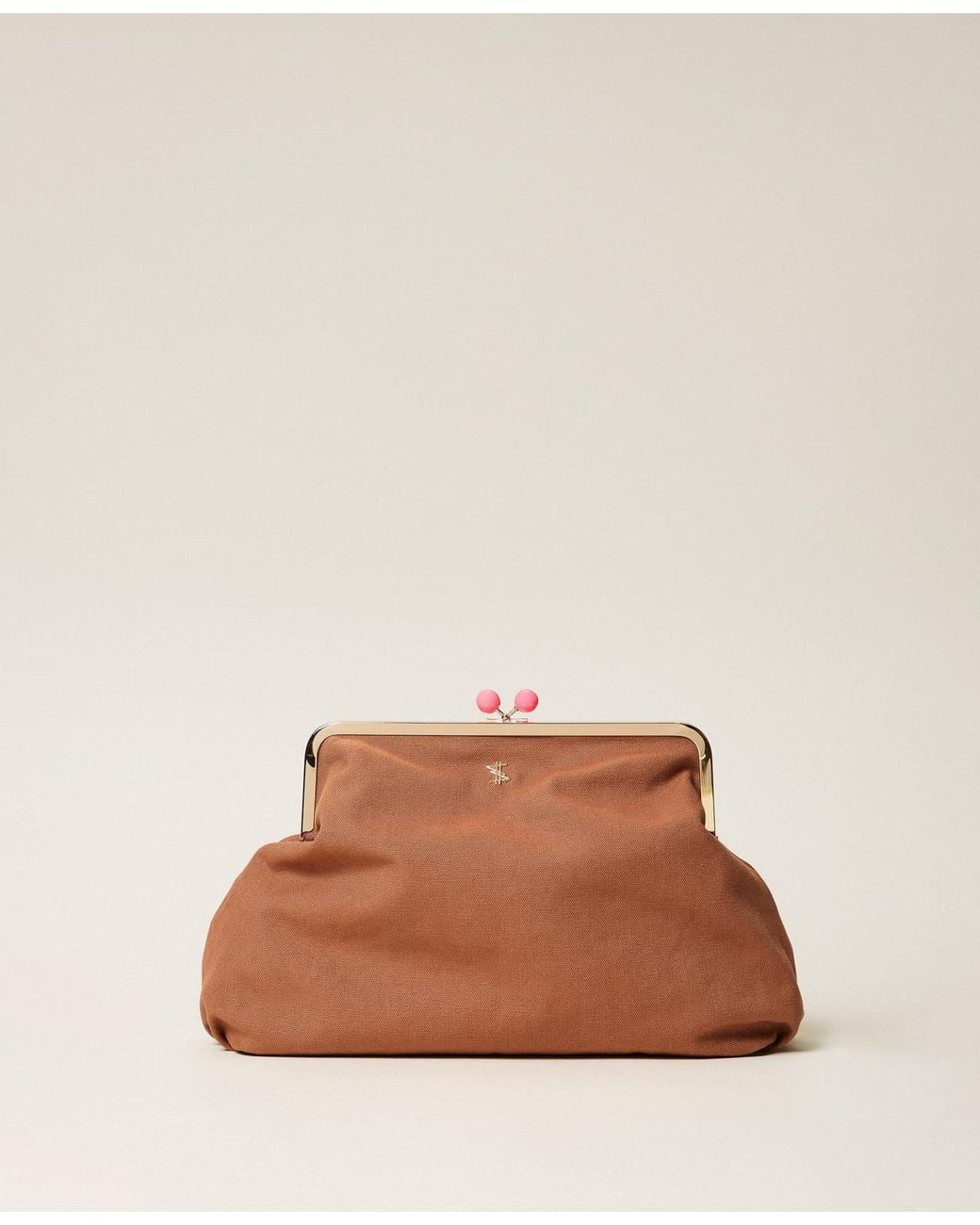 Twinset Brown Myfo Maxi Canvas Clutch