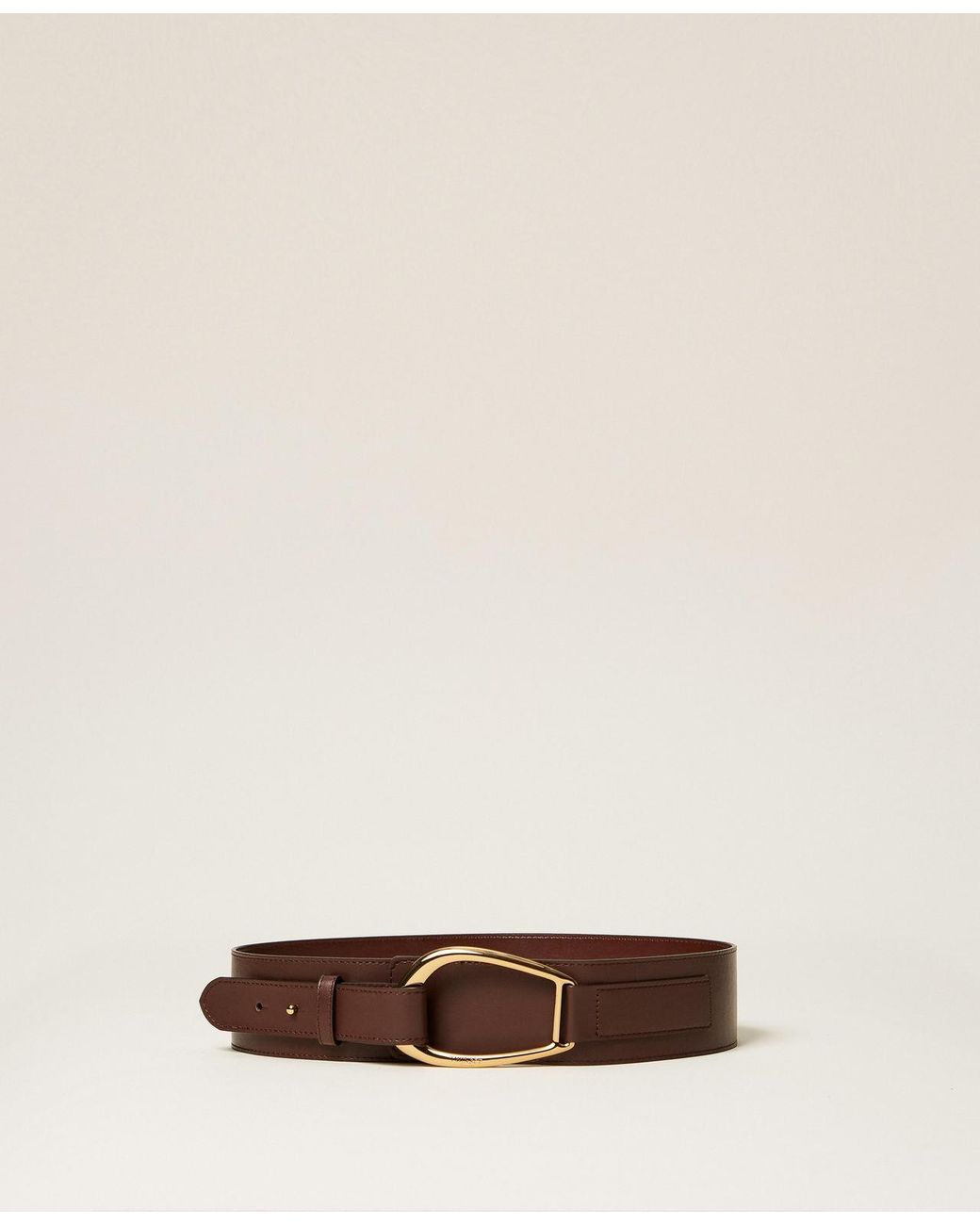Twinset Natural Leather Sash Belt With Maxi Buckle