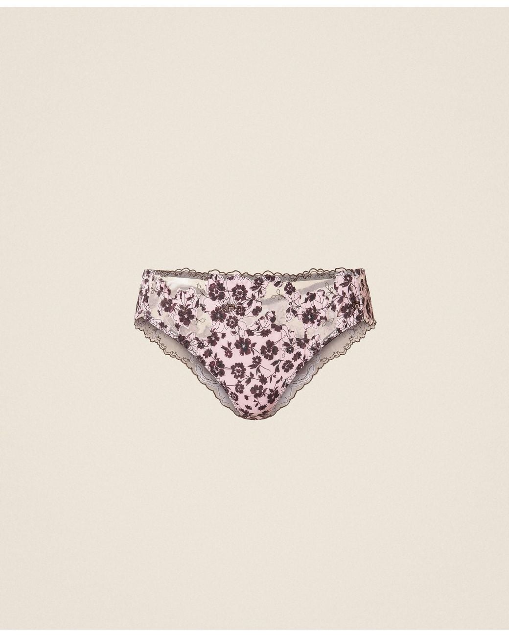 Twinset Natural Brazilian Briefs With Floral Print
