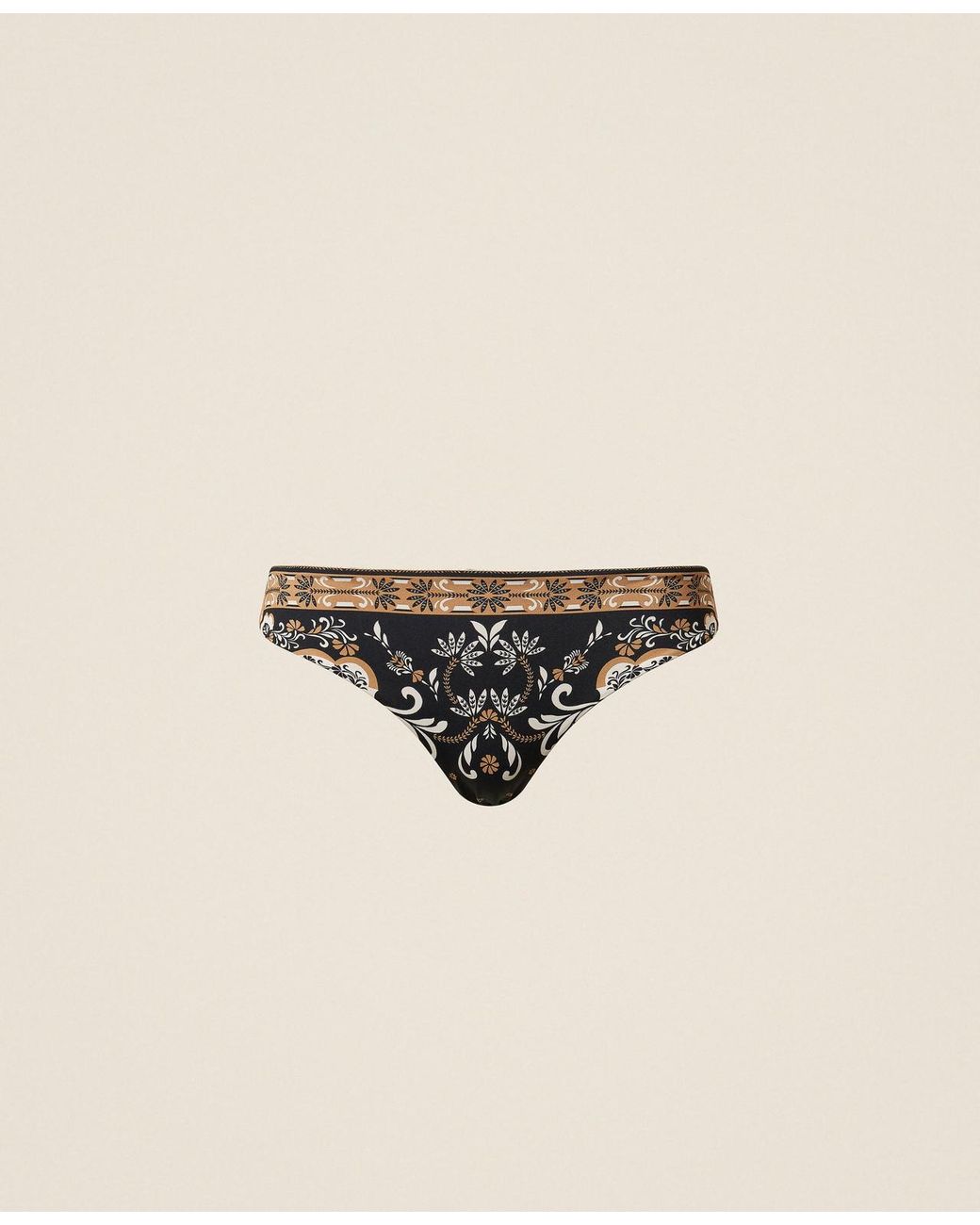 Twinset Natural Brazilian Bikini Bottom With Foulard Print