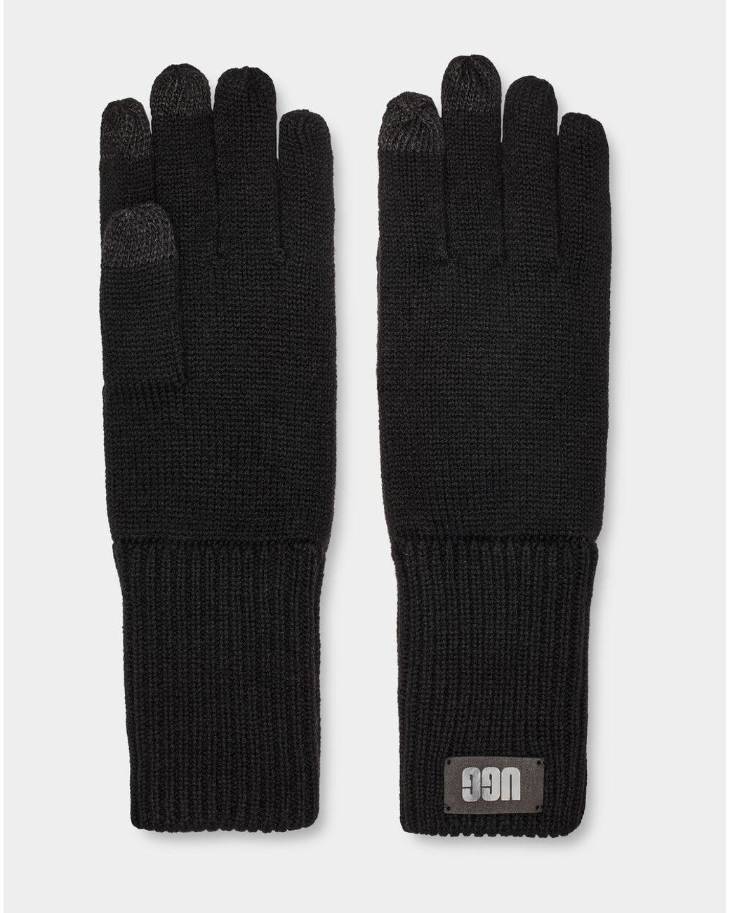 UGG Wool Pop Cuff Knit Glove W Touch in Black | Lyst