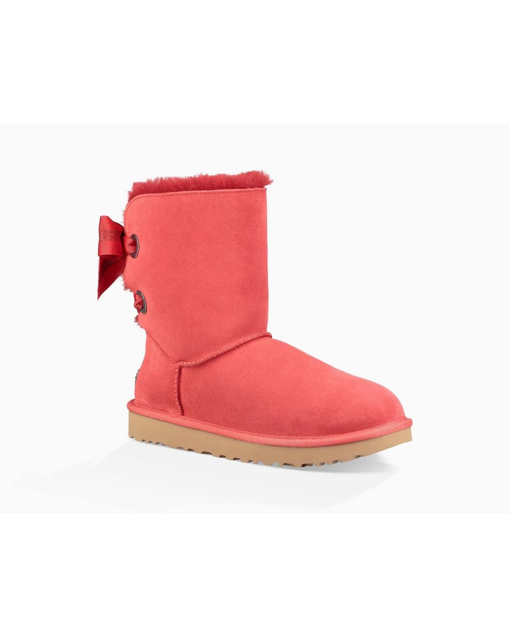 UGG Suede Customizable Bailey Bow Short Boot in Red | Lyst