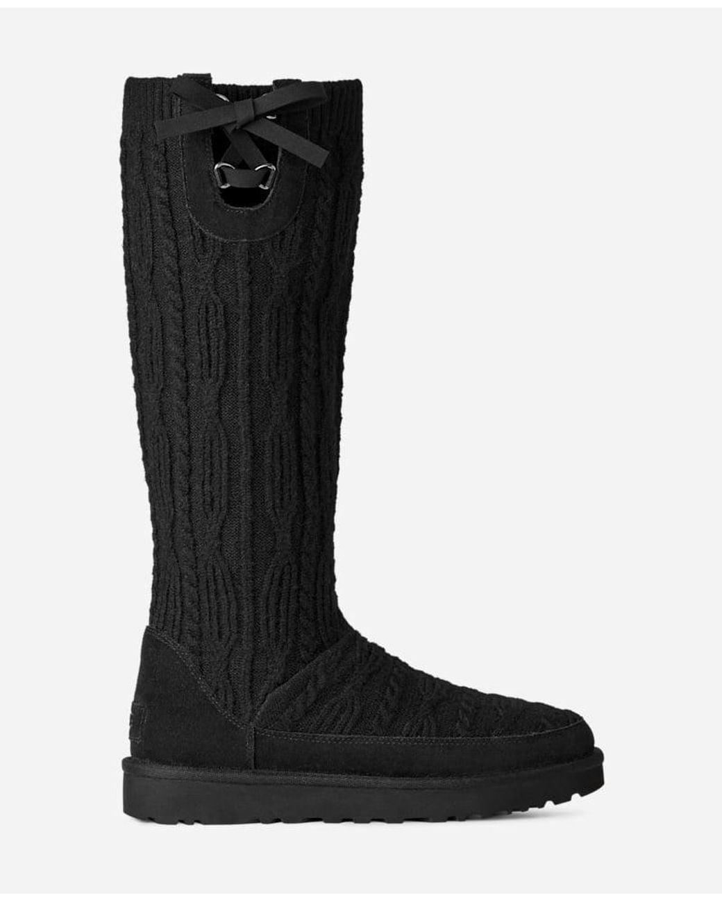 UGG Classic Tall Cabelle Knit Boot in Black | Lyst UK
