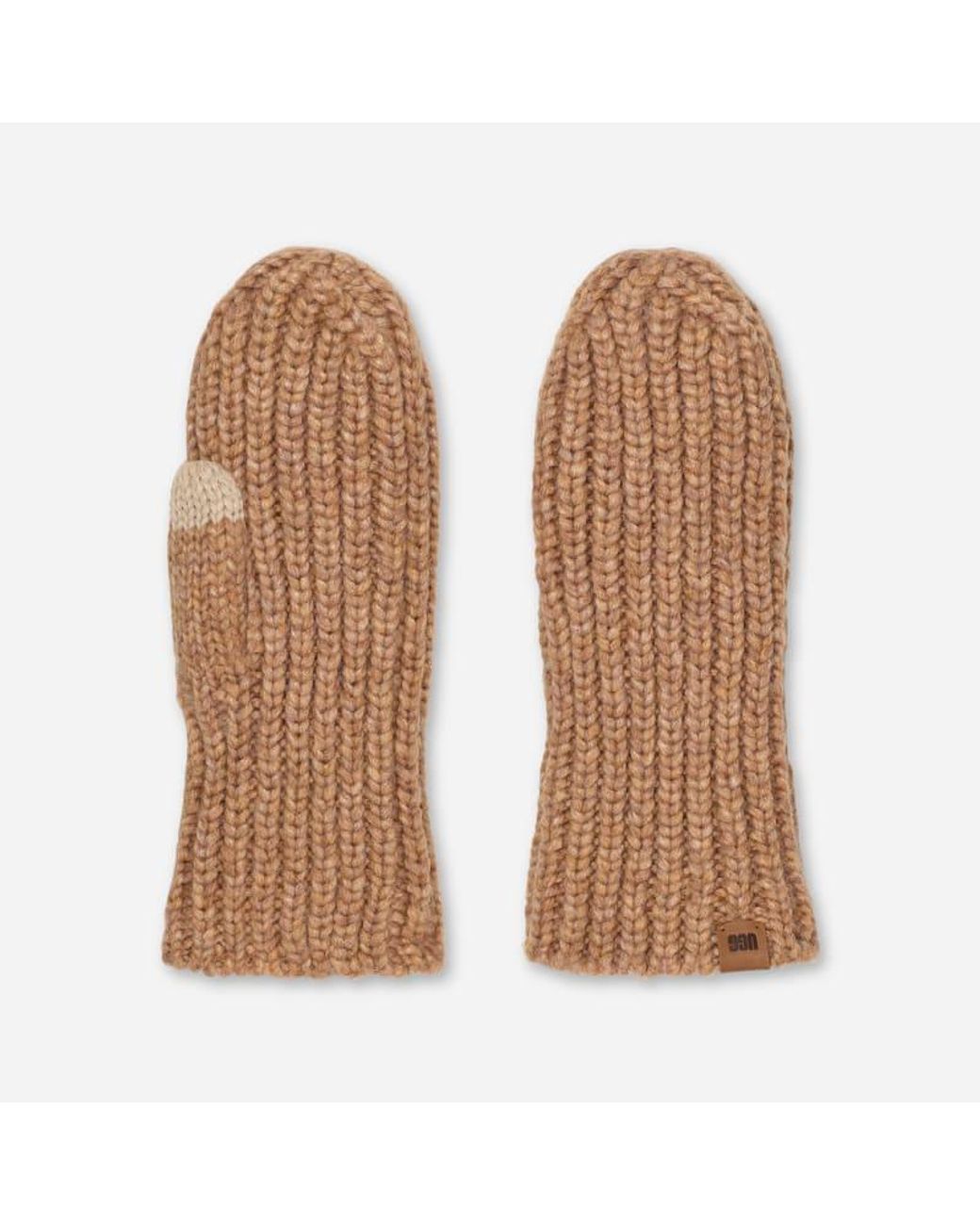 Ugg Brown Grobe Rippstrickfäustlinge Für Damen