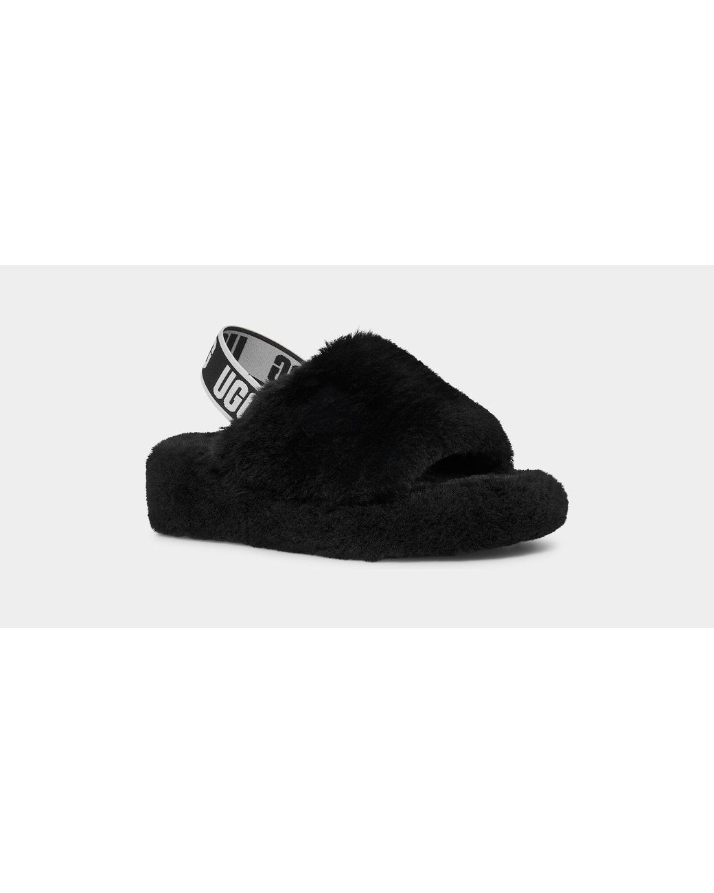 UGG Fluff Yeah Slide Feather in Black 