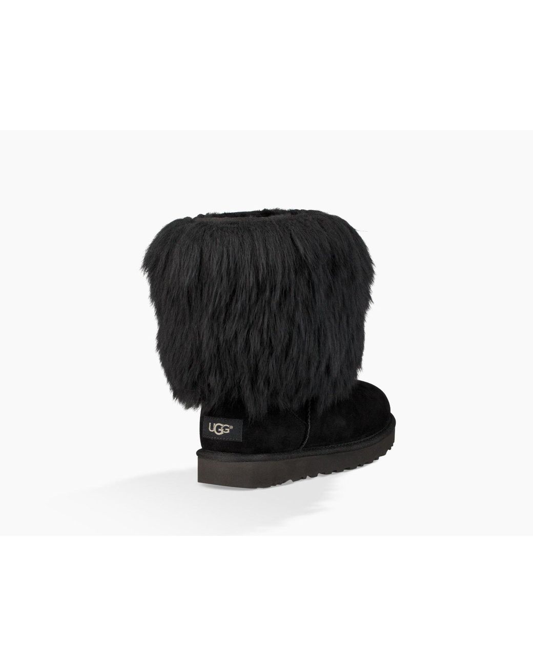 UGG Suede Women's Short Sheepskin Cuff Boot in Black | Lyst