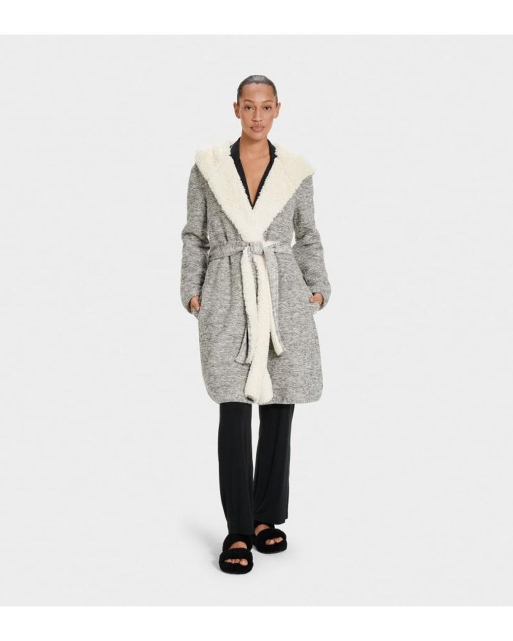 UGG Portola Reversible Robe Rayon Robes in White Lyst