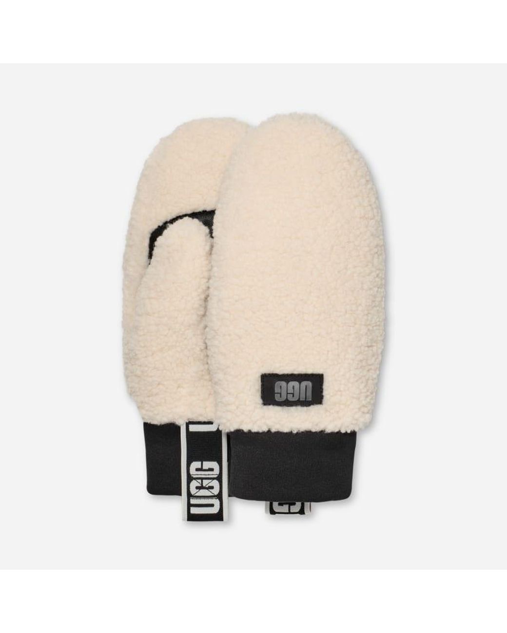 Ugg Natural Fäustlinge Aus Fluff Mit Logo-Tape Für Damen