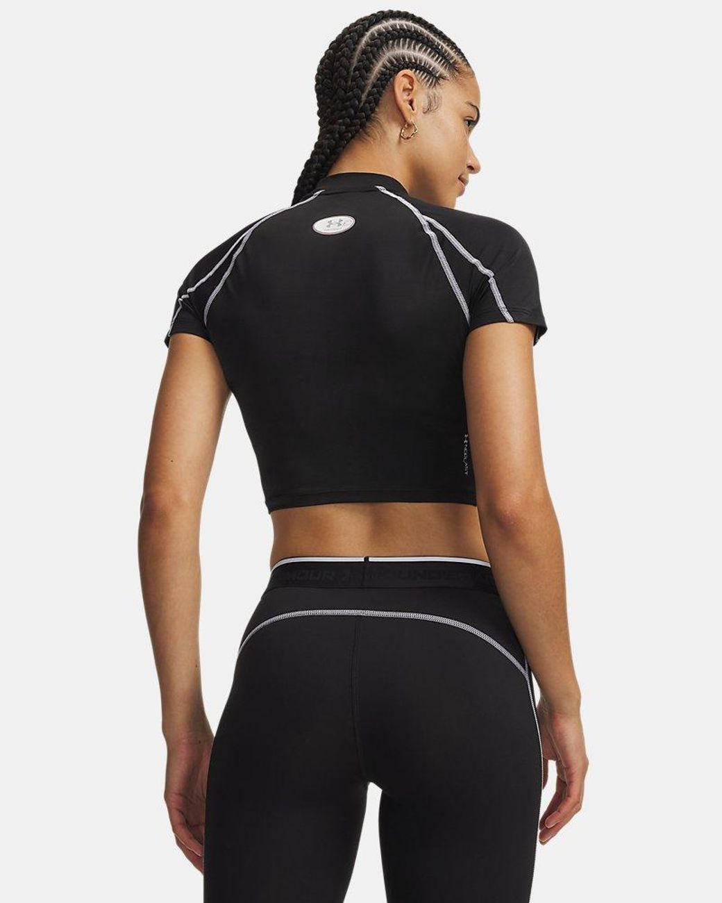Under Armour Black Heatgear Elite Crop Mock Short Sleeve Ultimate Reflective