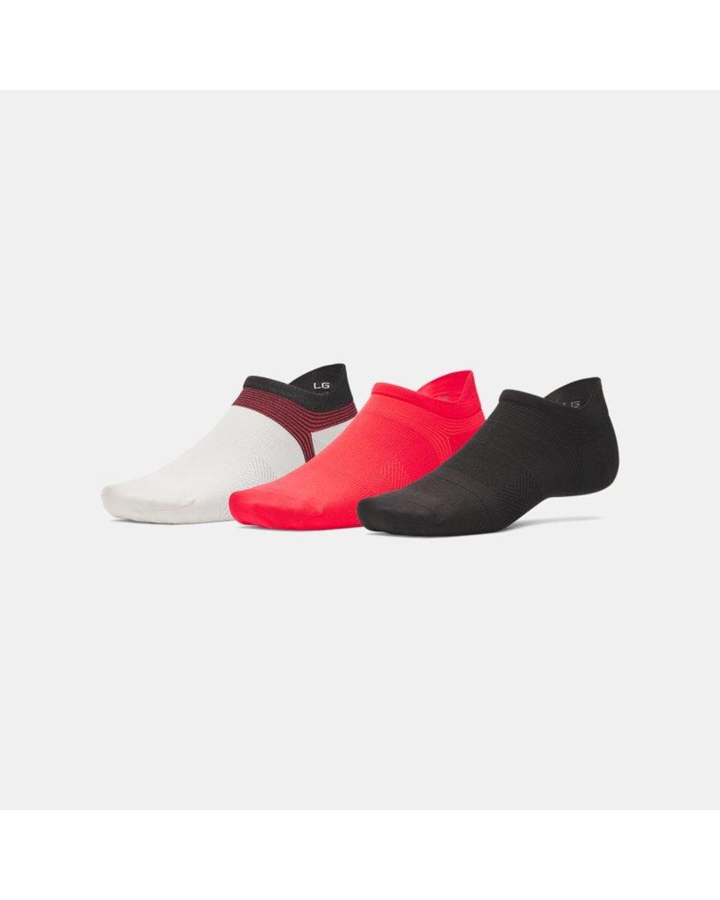 Under Armour Red Armourdry Run Lite 3-Pack No Show Tab Socks Stone Racer Reflective