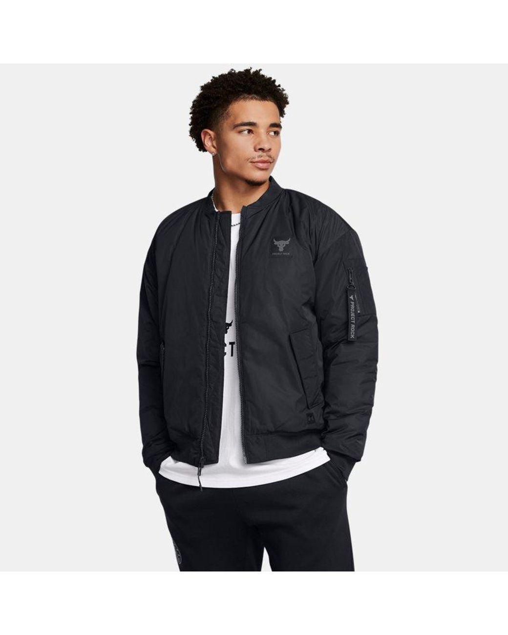 Under Armour Project Rock Bomber Jacket Castlerock in Blue for Men Lyst UK