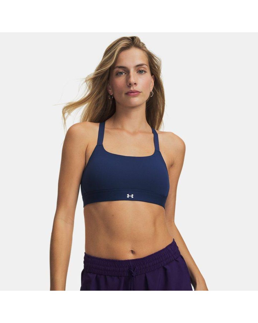 Under Armour Blue Effortless Mid Sports Bra Blackout