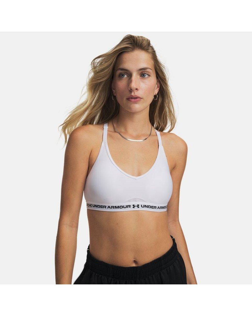 Under Armour White Crossback Low Strappy Sports Bra