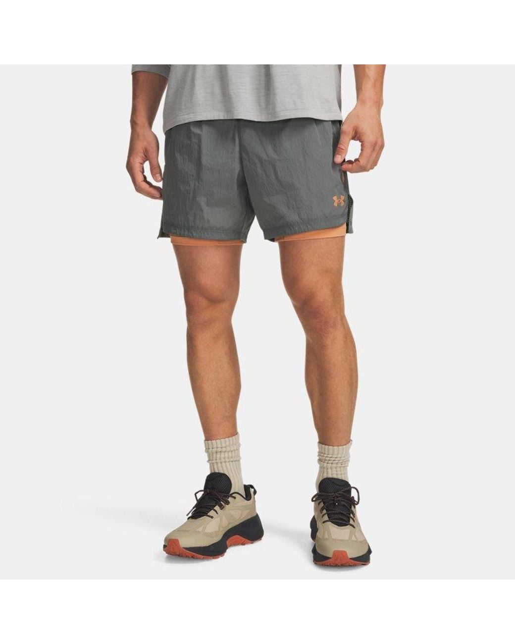 Under Armour Blue Trail Run Lined 5" Shorts Clay Dusty Coral for men