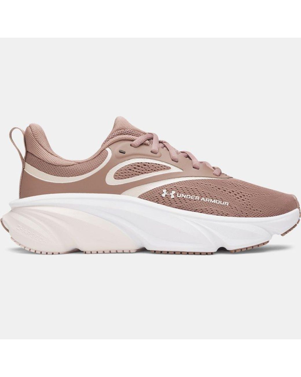 Under Armour White Charged+ Rogue 6 Running Shoes Deep Almond Apex Apex