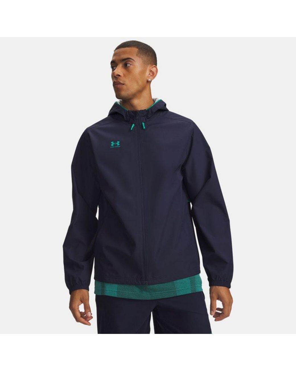 Under Armour Blue Challenger Pro Storm Hooded Shell Jacket Midnight Geode for men