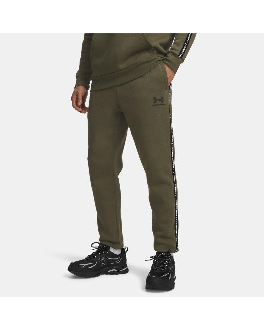Under Armour Green Icon Fleece Taping Joggers Marine Od for men