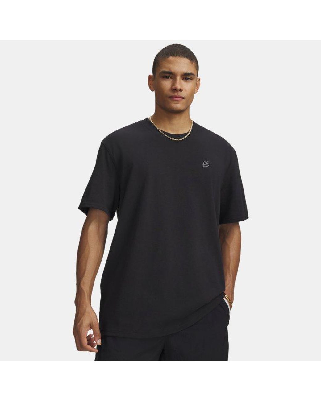 Under Armour Black Curry Left Chest Logo T-Shirt Castlerock for men