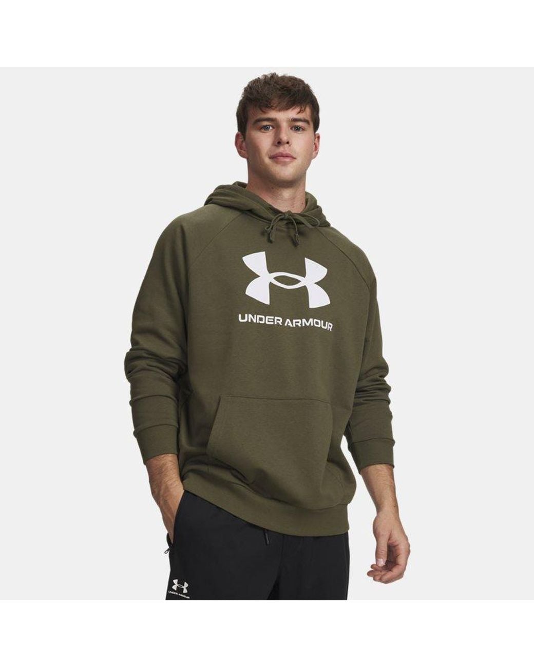 Under Armour Rival Fleece Logo Herenhoodie Marine Od Groente Wit in het Green voor heren