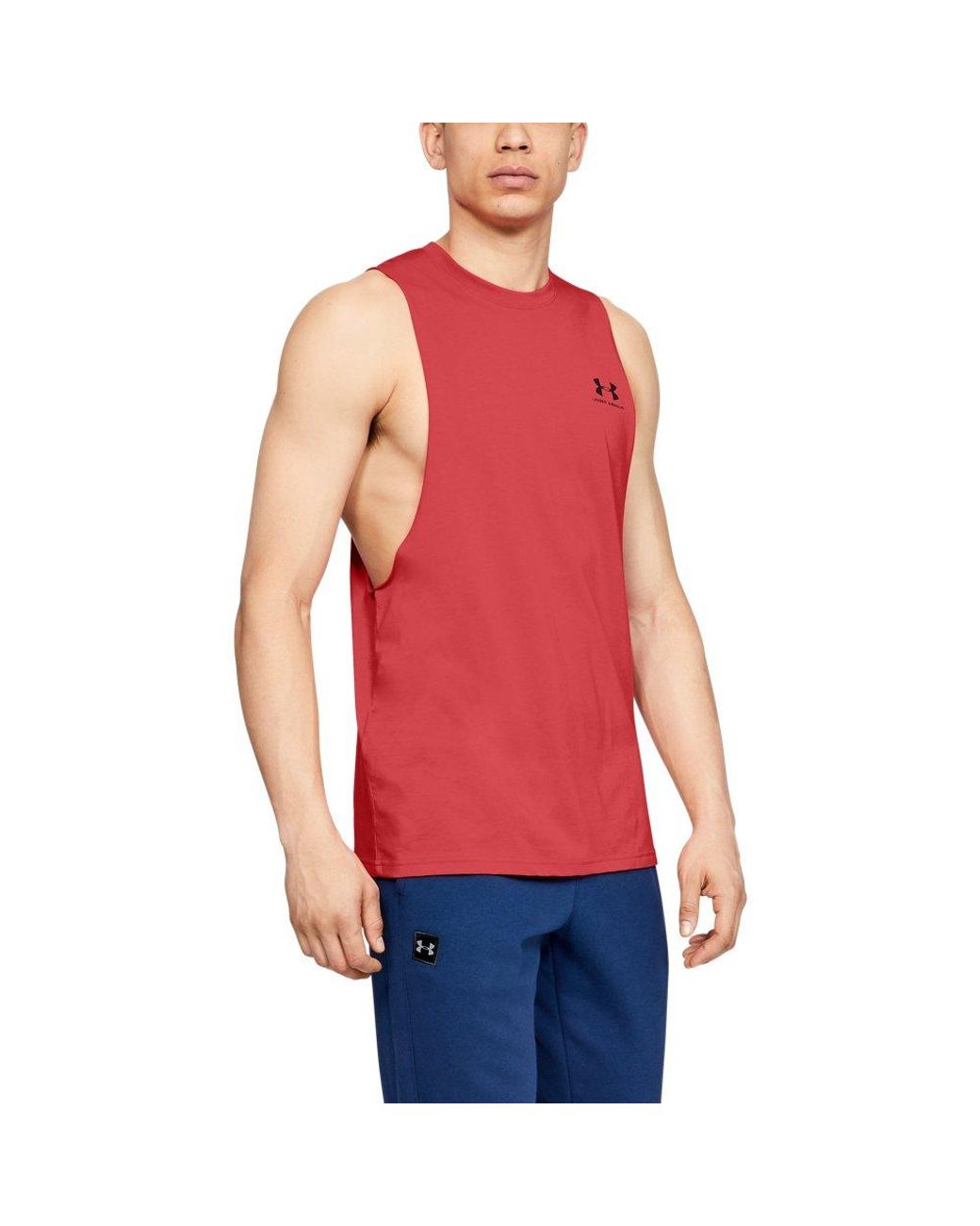 under armour men's left chest cut off tank top