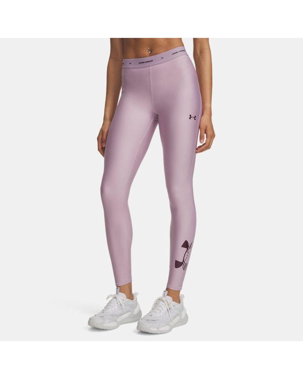 Under Armour Purple Heatgear Graphic Leggings Mauve Ox Blood