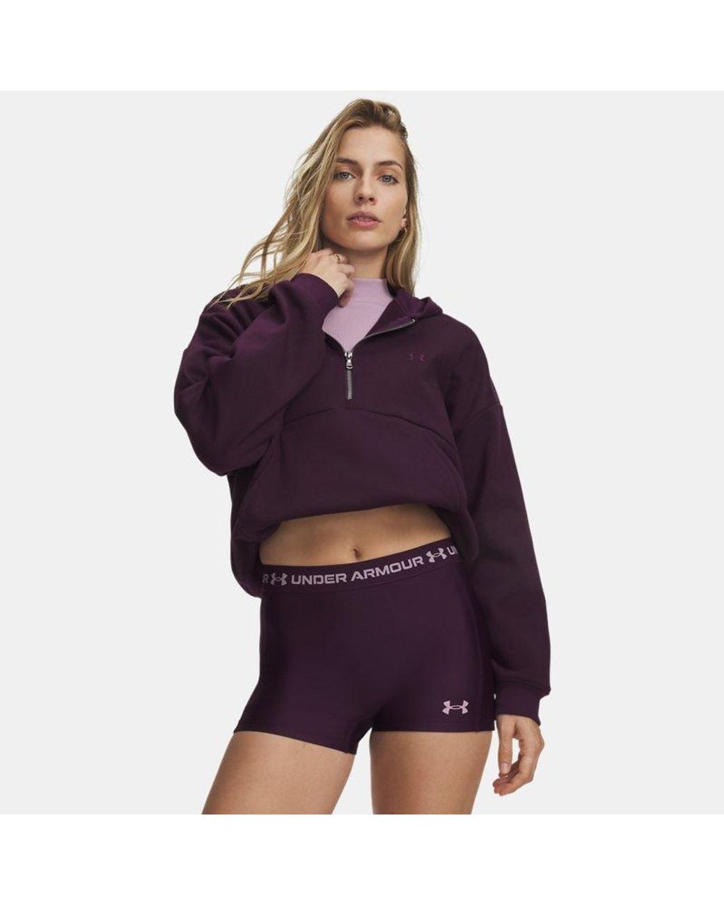 Under Armour Purple Ua Icon Fleece: Reinvented 1⁄2 Zip Hoodie