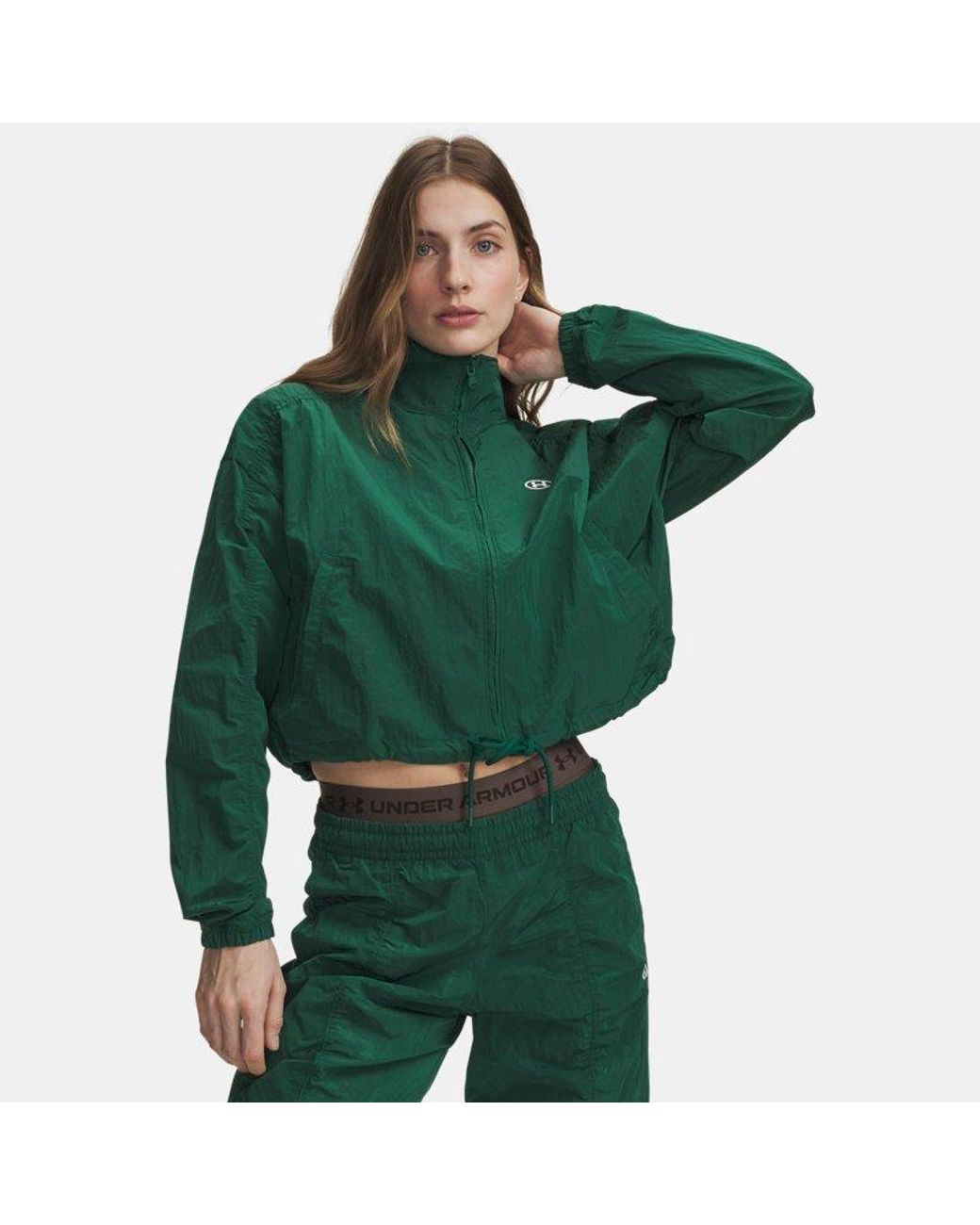 Under Armour Green Rival Woven Full Zip Campus Ivy