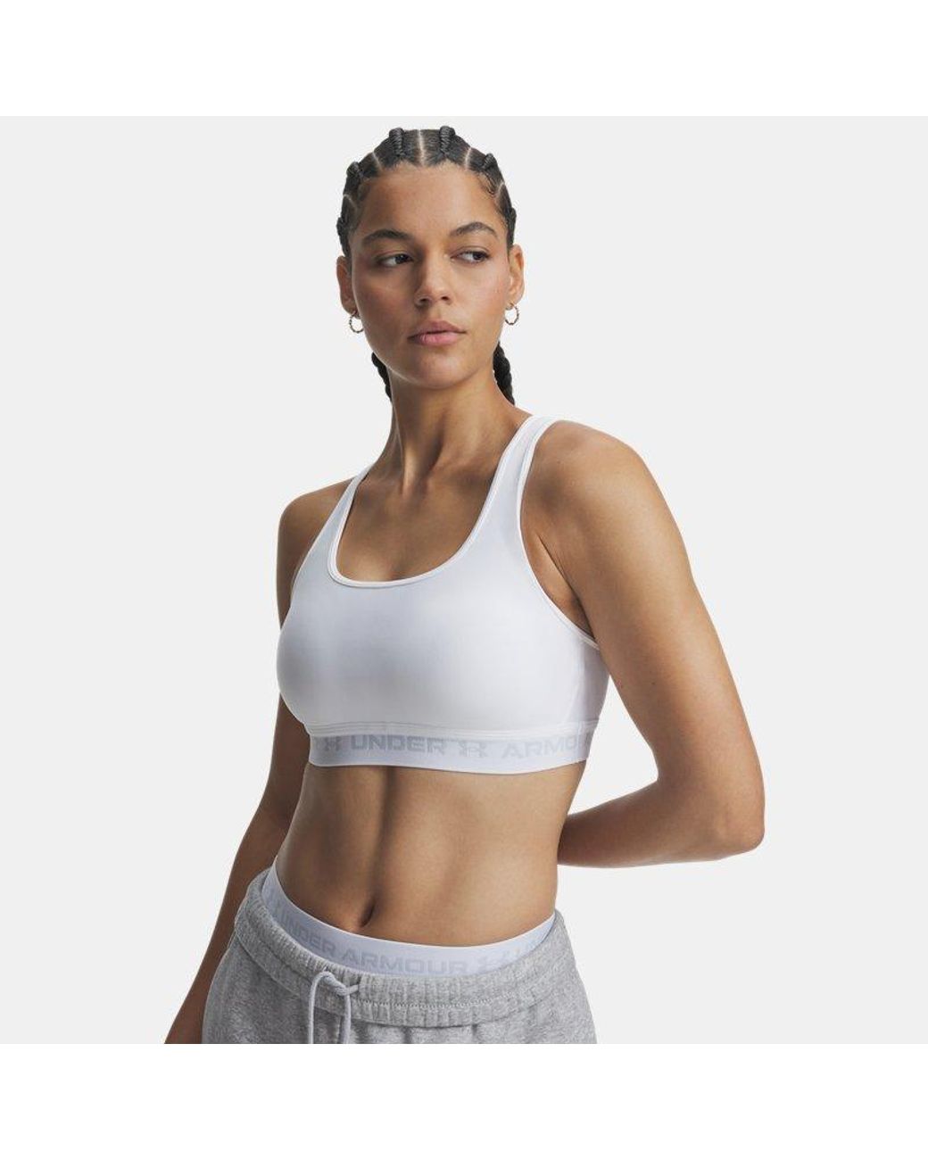 Under Armour White Mid Crossback Bra