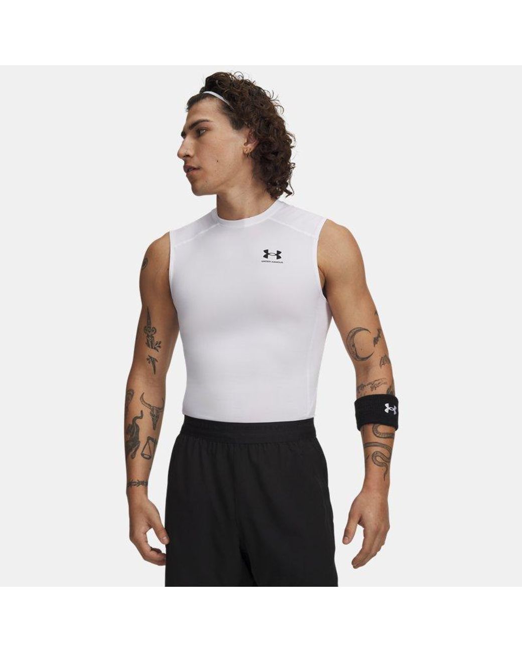 Under Armour White Heatgear Compression Sleeveless for men