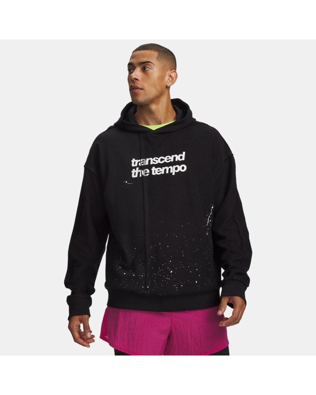 Under Armour Black Hb Run Fleece Hoodie Ultimate Reflective for men