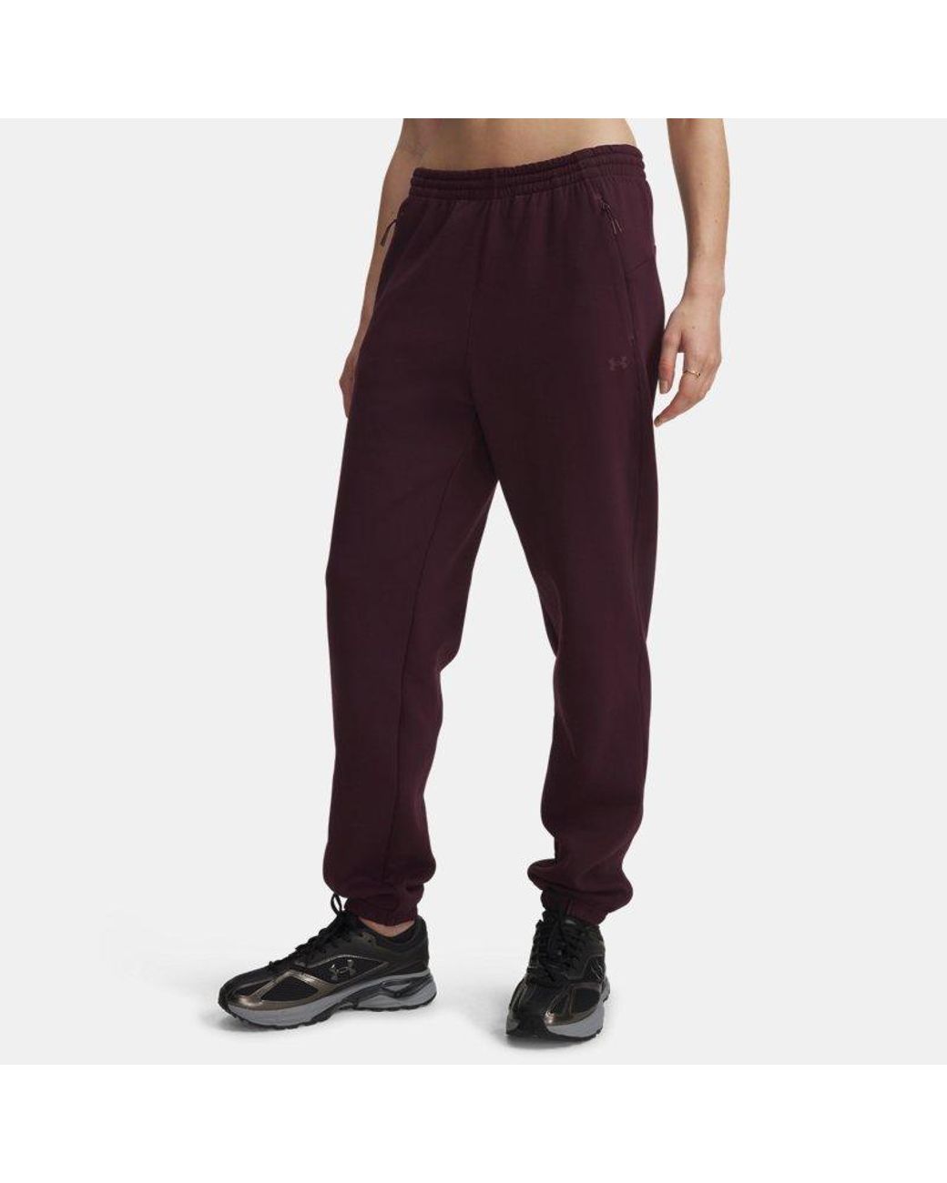 Under Armour Purple Unstoppable Fleece Gym Pants Ox Blood Ox Blood