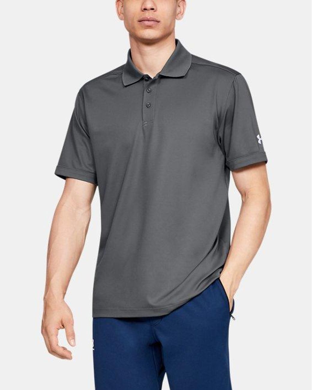 grey under armour polo