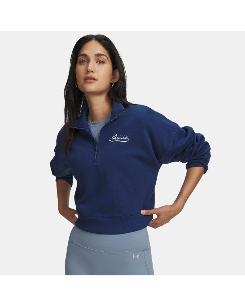 Under Armour Blue Rival Fleece Varsity ½ Zip Blackout Aegean