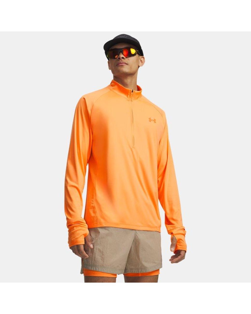 Under Armour Orange Explor Trail Run ¼ Zip Bloc Apollo for men