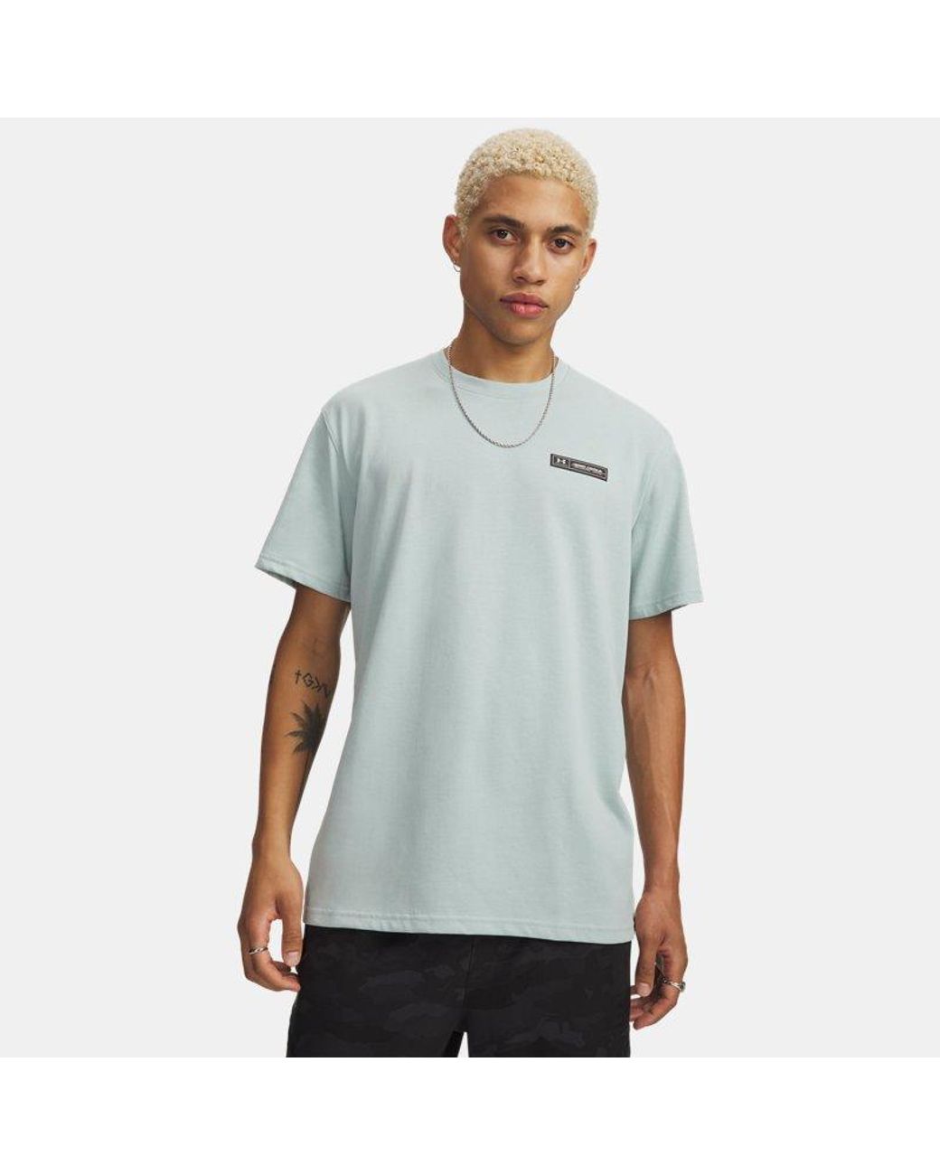 Under Armour Blue Heavyweight Armour Label Short Sleeve Enamel for men